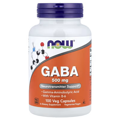 NOW Foods GABA 500mg 100 Veg Capsules – Gamma-Aminobutyric Acid with Vitamin B-6, Neurotransmitter Support, Vegetarian/Vegan, Non-GMO | Docxora.com Pakistan