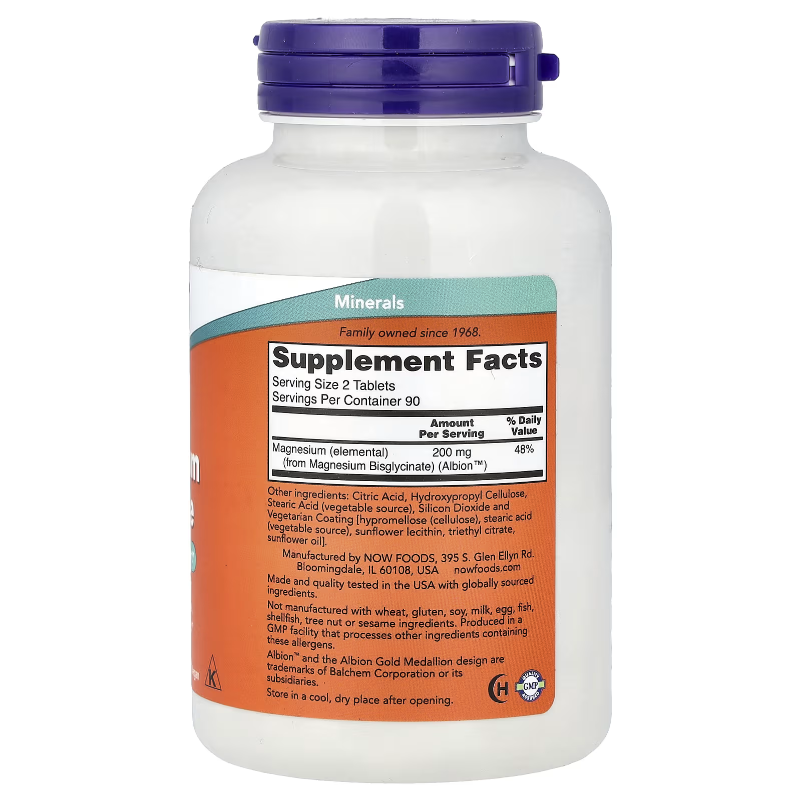 NOW Foods Magnesium Glycinate Supplement Facts - 200mg Elemental Magnesium from Albion Bisglycinate, 90 Servings, GMP Certified, Minerals Category, docxora.com Pakistan