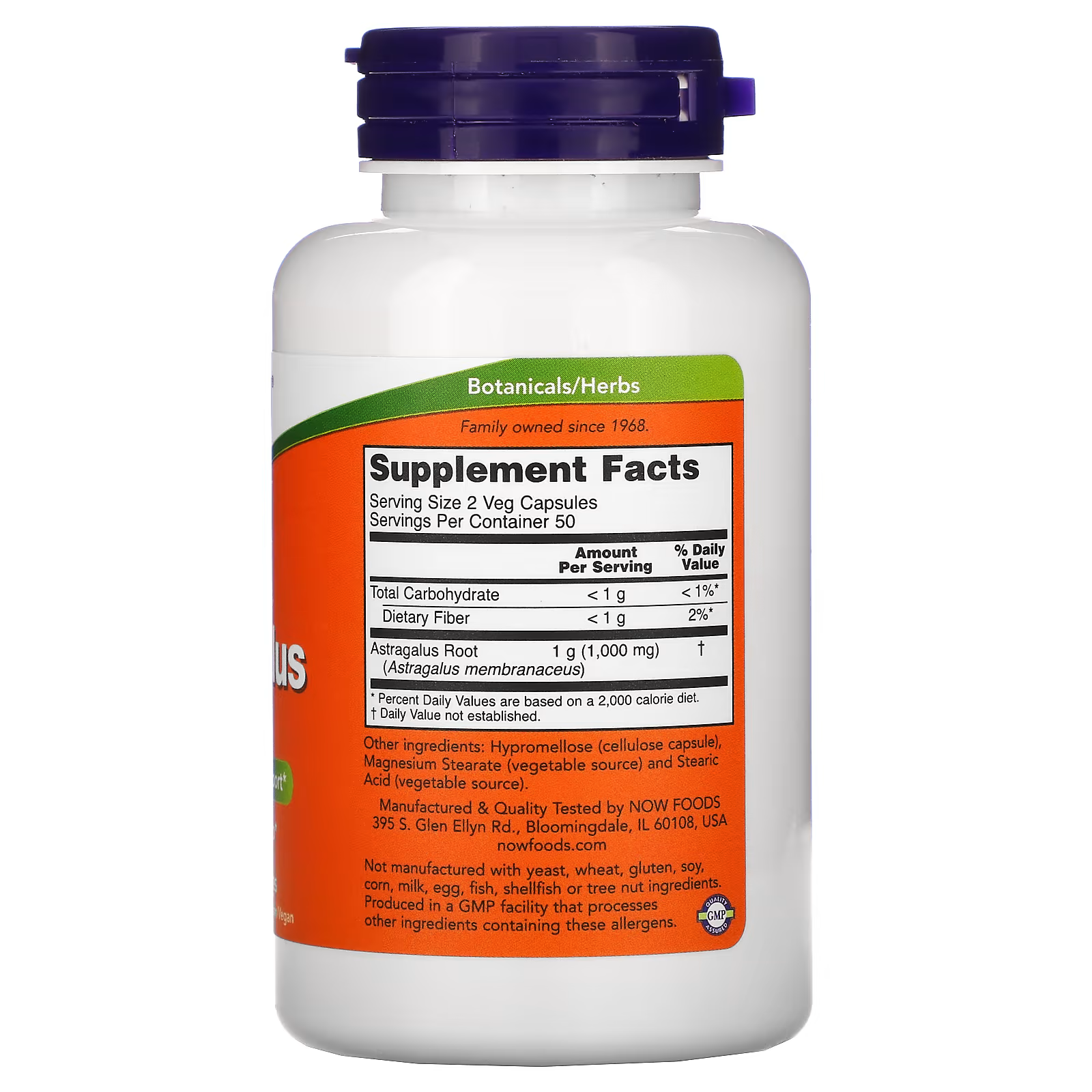 NOW Foods Astragalus 500mg Supplement Facts – 1000mg Astragalus membranaceus Root per Serving, 50 Servings, GMP Certified, Botanicals Herbs, Made in USA