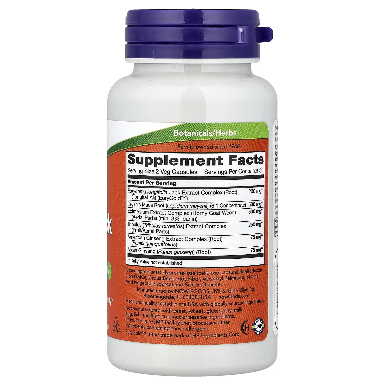 NOW Foods TestoJack 200™ Supplement Facts – Tongkat Ali 200mg, Maca Root 500mg, Horny Goat Weed 300mg, Tribulus 250mg, Ginseng 75mg – 30 Servings, GMP Certified – Docxora.com