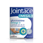 Vitabiotics Jointace Omega-3 30 Capsules – Glucosamine, Omega-3 Fish Oil & Cod Liver Oil with Vitamin D, C, E, B12, Folate & Minerals – UK's No.1 Vitabiotics Supplement Range – Available at docxora.com Pakistan
