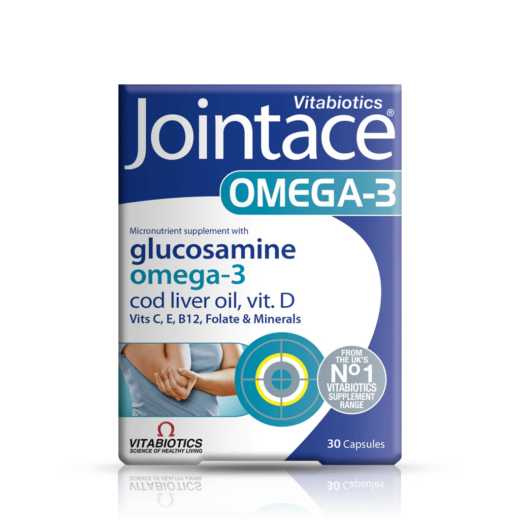 Vitabiotics Jointace Omega-3 30 Capsules – Glucosamine, Omega-3 Fish Oil & Cod Liver Oil with Vitamin D, C, E, B12, Folate & Minerals – UK's No.1 Vitabiotics Supplement Range – Available at docxora.com Pakistan
