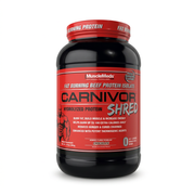 MuscleMeds Carnivor Shred Chocolate hydrolyzed beef protein isolate jar with red and black packaging – docxora.com Pakistan⠋