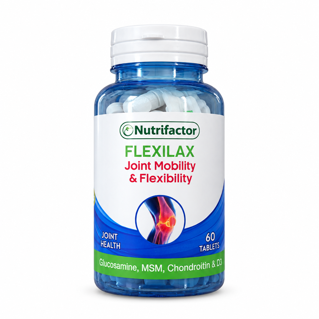 Nutrifactor Flexilax 60-tablet blue bottle with glucosamine, MSM, chondroitin and vitamin D3 – docxora.com Pakistan