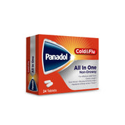 Panadol Cold & Flu All In One Non-Drowsy 24 Tablets – Relief from Chesty Cough, Sore Throat, Blocked & Runny Nose, Headache, Body Aches & Fever – Available at DocXora Pakistan