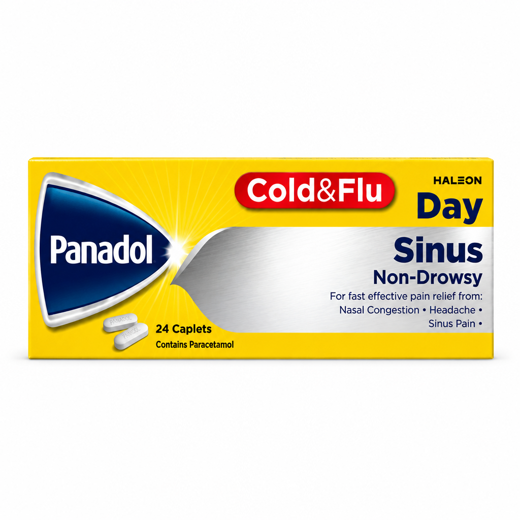 Panadol Cold & Flu Day Sinus Non-Drowsy 24-caplet yellow box – docxora.com Pakistan