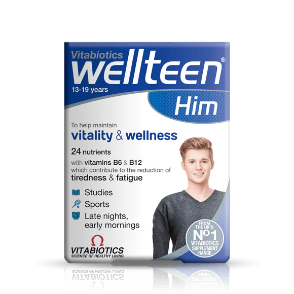 Vitabiotics Wellteen Him Multivitamin for Teen Boys 13-19 Years – 24 Nutrients with Vitamins B6, B12 for Energy & Vitality – Available at docxora.com Pakistan
