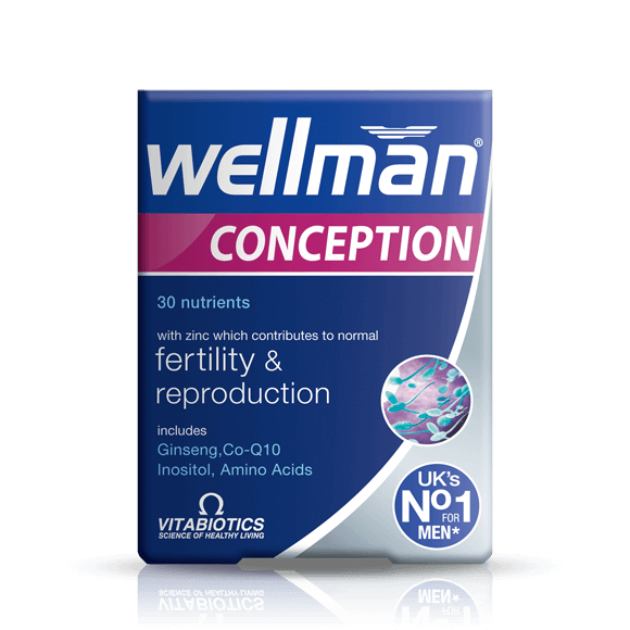 Vitabiotics Wellman Conception 30 Tablets Front Pack - Men's Fertility Supplement with Zinc, CoQ10, Ginseng & Amino Acids - Available in Pakistan at docxora.com