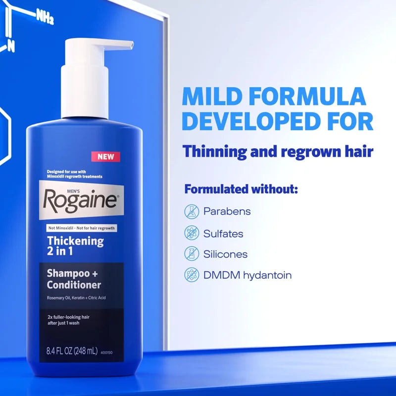 ROGAINE, MENS SHAMPOO + CONDITIONER, 248 ML, 8.4,OZ