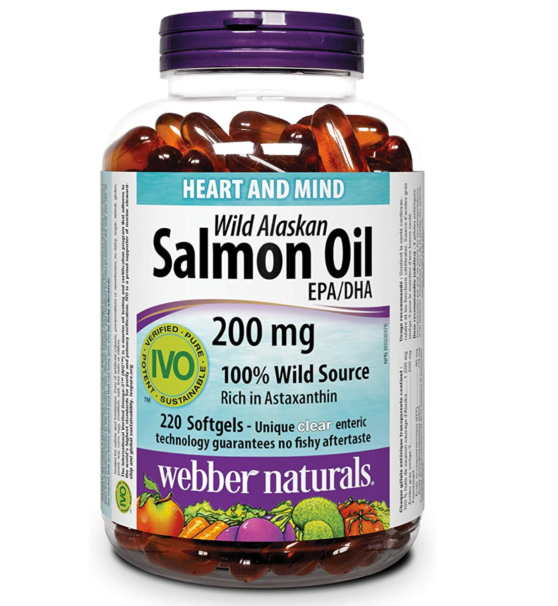 Webber Naturals Wild Alaskan Salmon Oil EPA/DHA 200mg 220 Softgels – Heart & Mind Support, 100% Wild Source, Rich in Astaxanthin, IVO Verified Pure Potent Sustainable, No Fishy Aftertaste – docxora.com Pakistan
