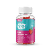 Soislife Yummy Gummy HSN Hair, Skin & Nails ki 60 plant-based gummies bottle, strawberry flavour aur turquoise-pink label ke saath – docxora.com Pakistan