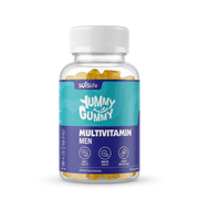 Soislife Yummy Gummy Multivitamin Men ki 30 plant-based gummies bottle, white cap aur turquoise-purple label ke saath – docxora.com Pakistan