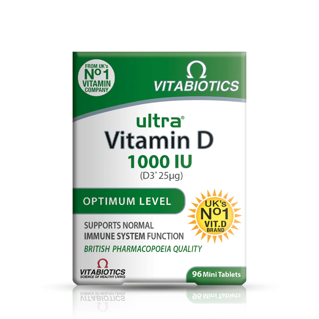 Vitabiotics Ultra Vitamin D 1000 IU (D3 25mcg) 96 Mini Tablets – Optimum Level Immune Support, British Pharmacopoeia Quality, UK's No.1 Vitamin D Brand – Available at docxora.com Pakistan
