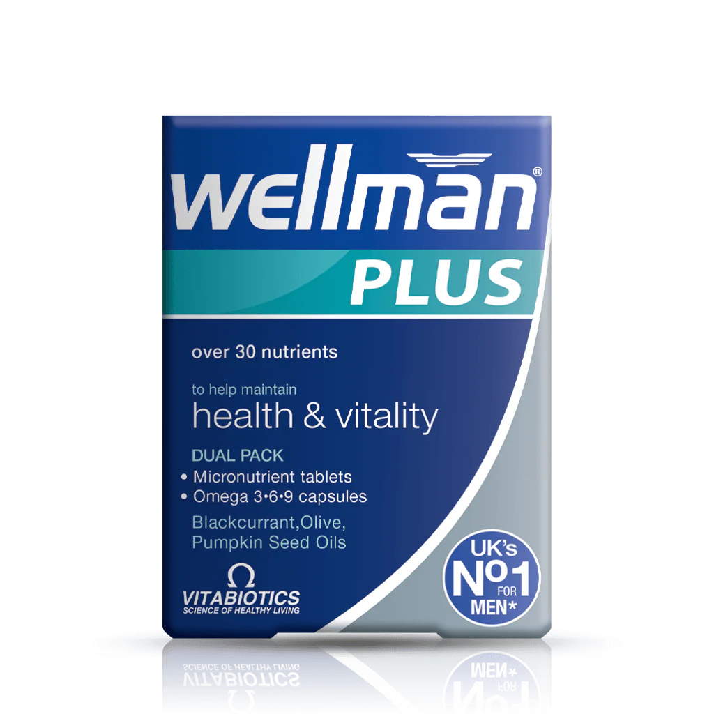Vitabiotics Wellman Plus Dual Pack 56 Tablets & Capsules – Omega 3-6-9 Men's Multivitamin – UK's No.1 Men's Supplement – Available at Docxora Pakistan